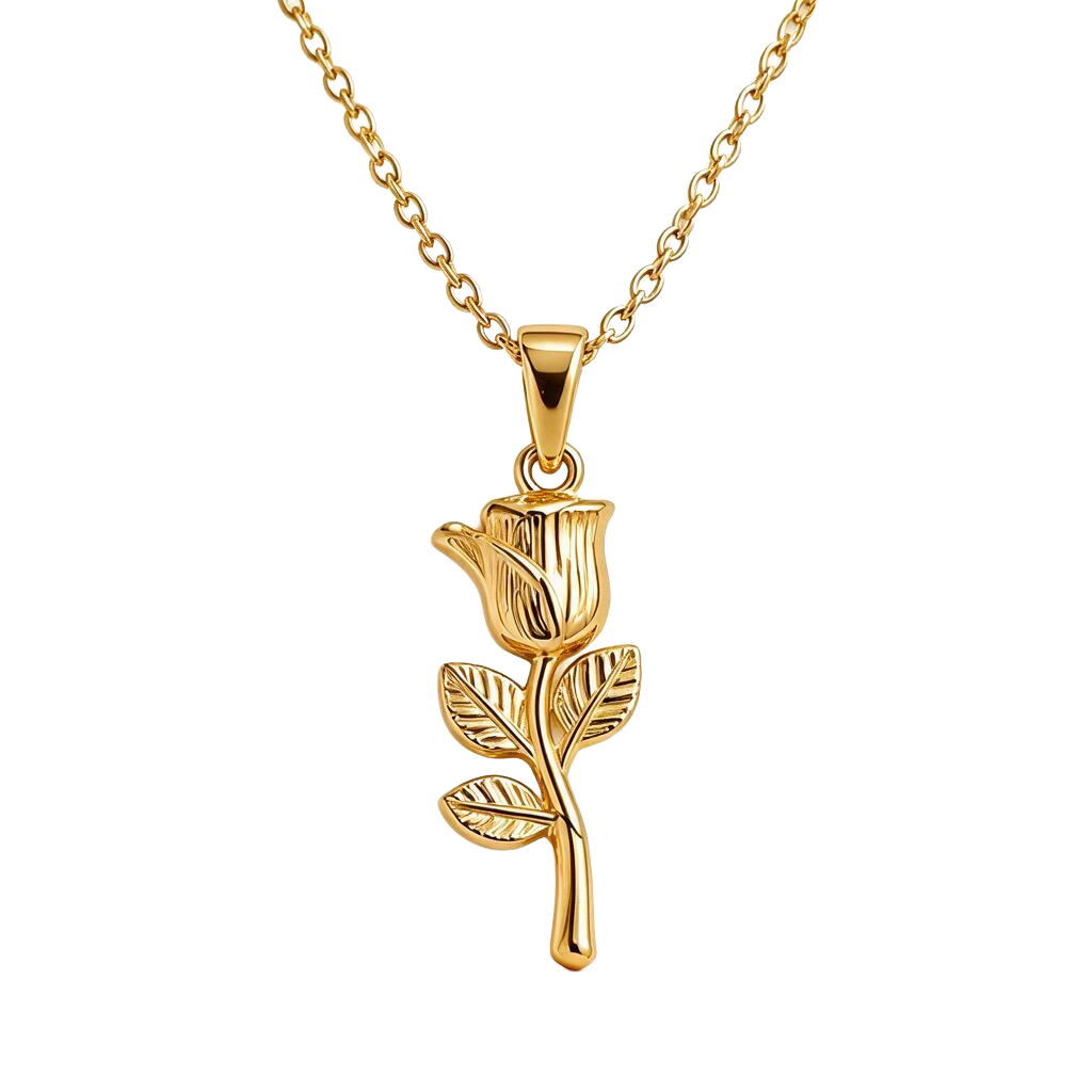 Rose Pendant 18K Gold Necklace