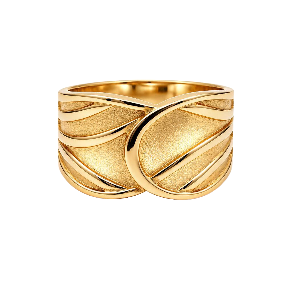 Bold Textured 18K Gold Statement Ring