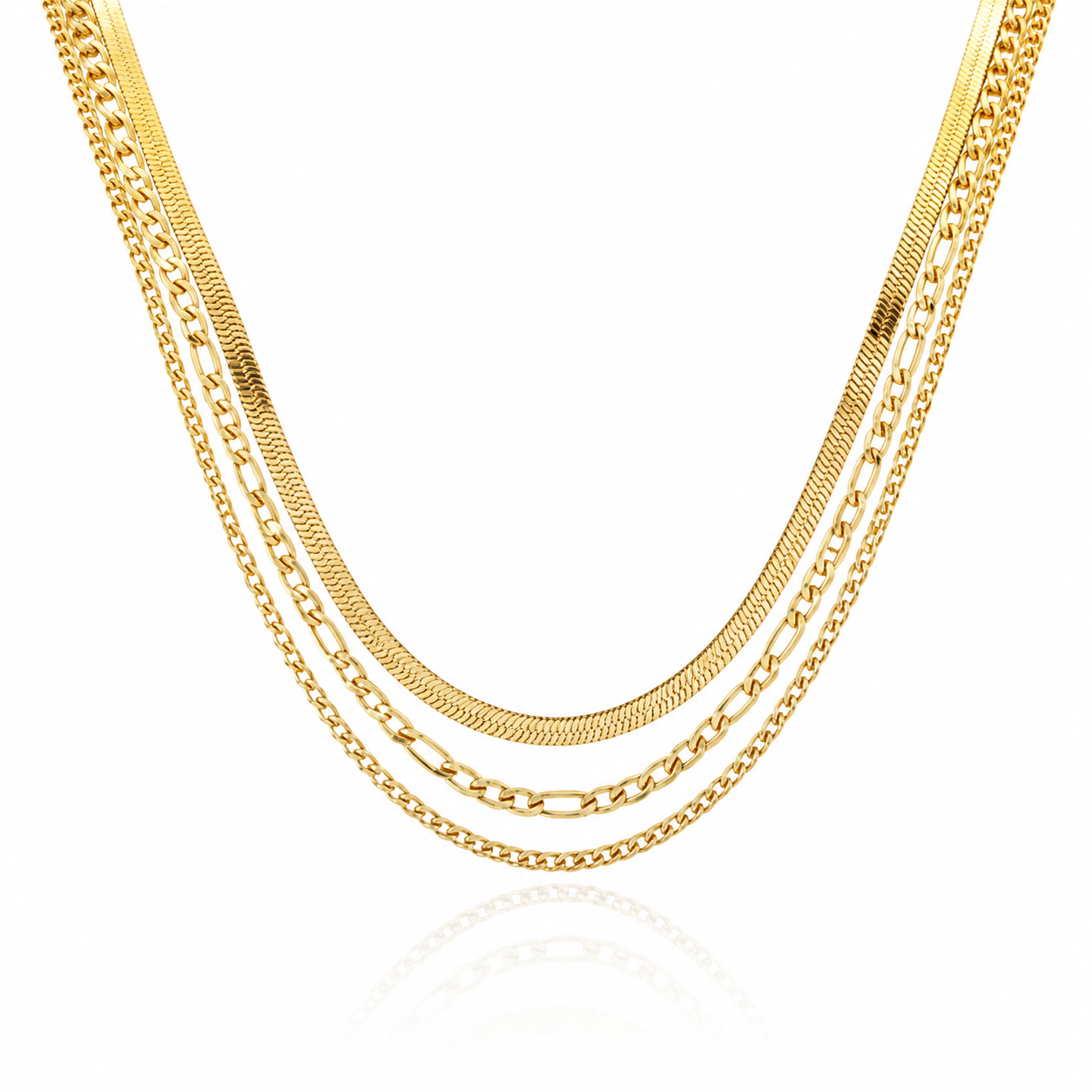 Triple layered Sophisticated 18K Gold Necklace