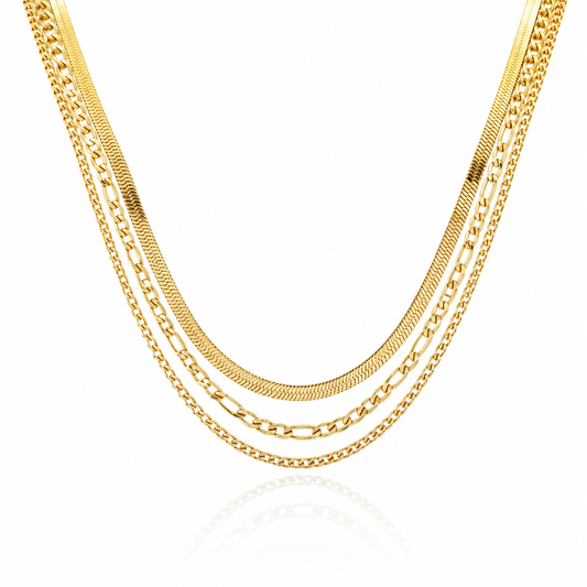 Triple layered Sophisticated 18K Gold Necklace