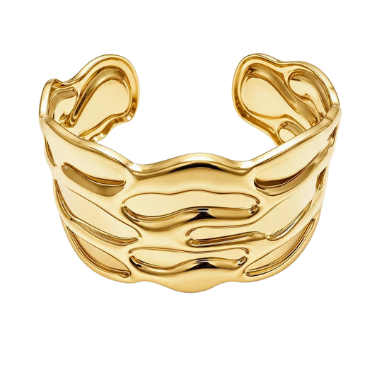 Molten Wave 18K Gold Statement Cuff Bangle