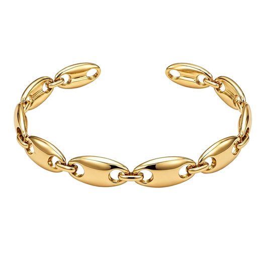 Sculpted Link 18K Gold Bangle