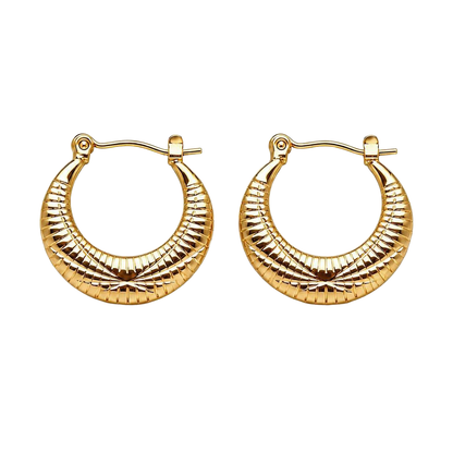 Ridged Dome 18K Gold Hoop Earrings