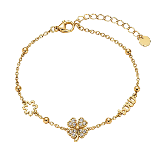 Lucky Love Zircon Clover 18K Gold Bracelet