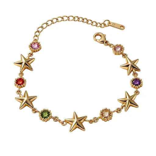 Celestial Rainbow Zircon 18K Gold Bracelet