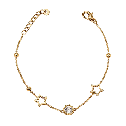 Star Charm 18K Gold Bracelet with Cubic Zirconia Accent