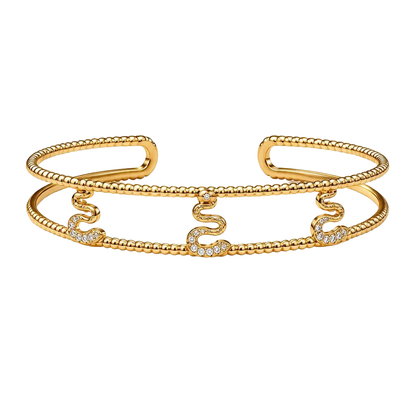 Serpent Wave 18K Gold Statement Bangle