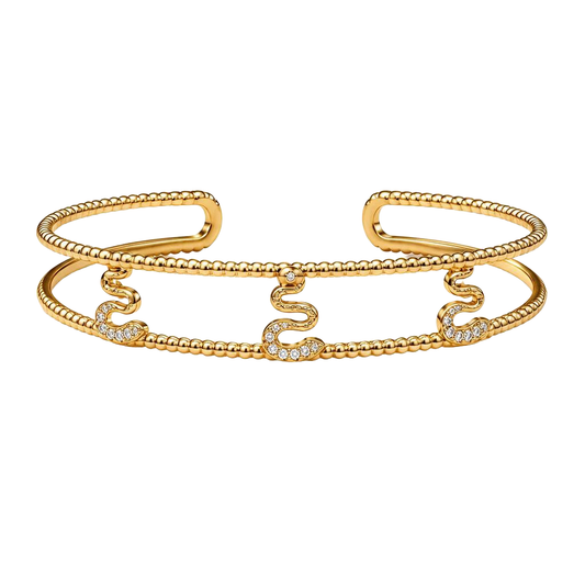 Serpent Wave 18K Gold Statement Bangle