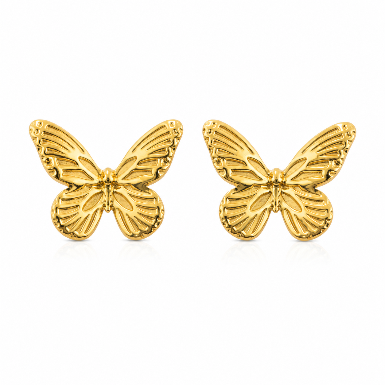 Delicate Textured 18K Gold Butterfly Studs