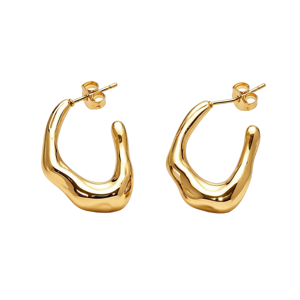 Organic Flowing 18K Gold Hoop Earrings