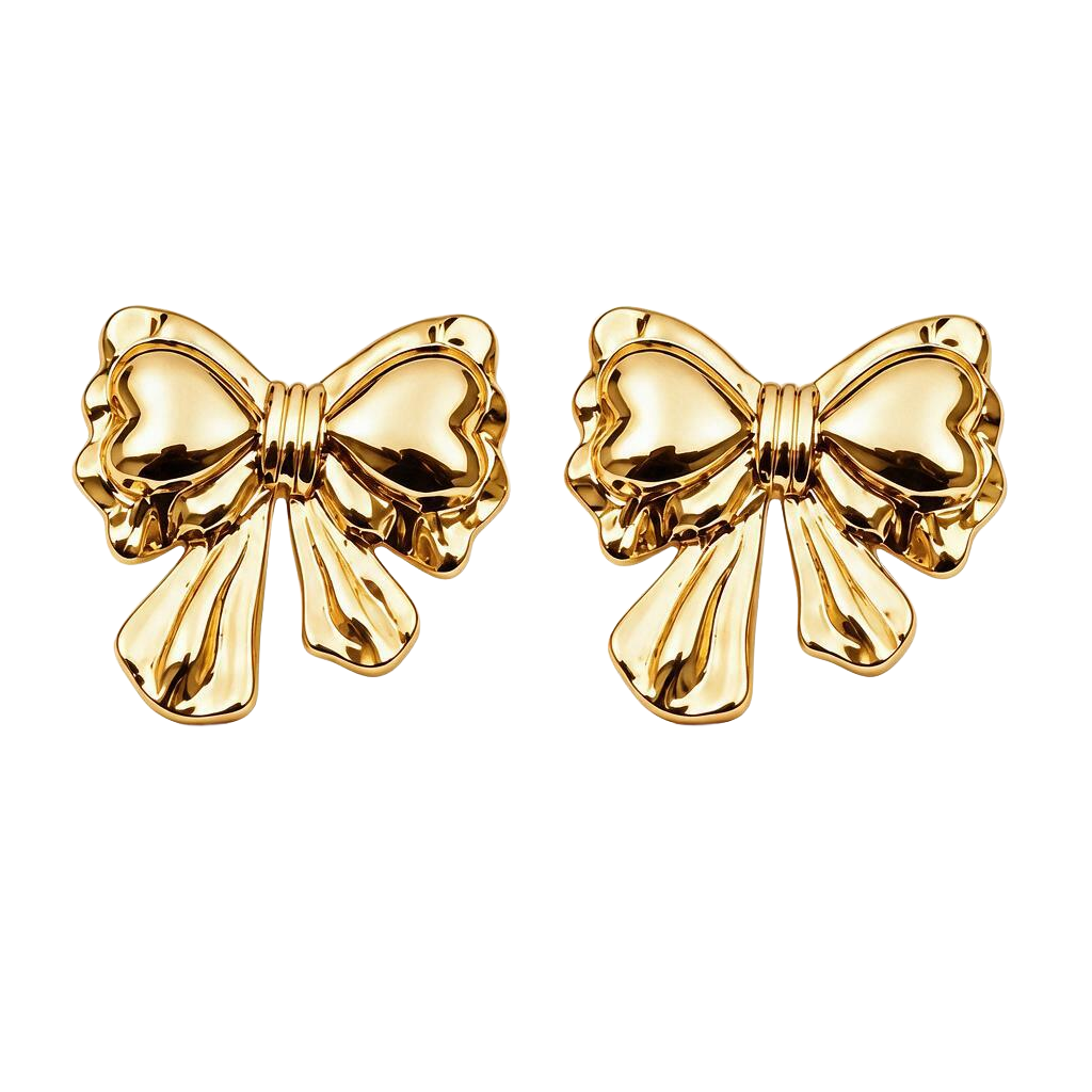 Dainty 18K Gold Bow Stud Earrings
