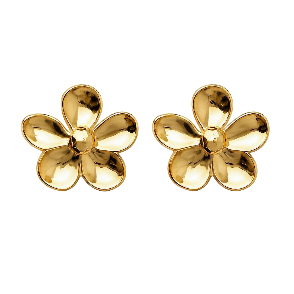 Daisy Flower 18K Gold Stud Earrings