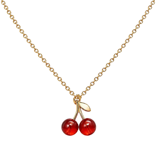 Cute Cherry Pendant 18K Gold Necklace