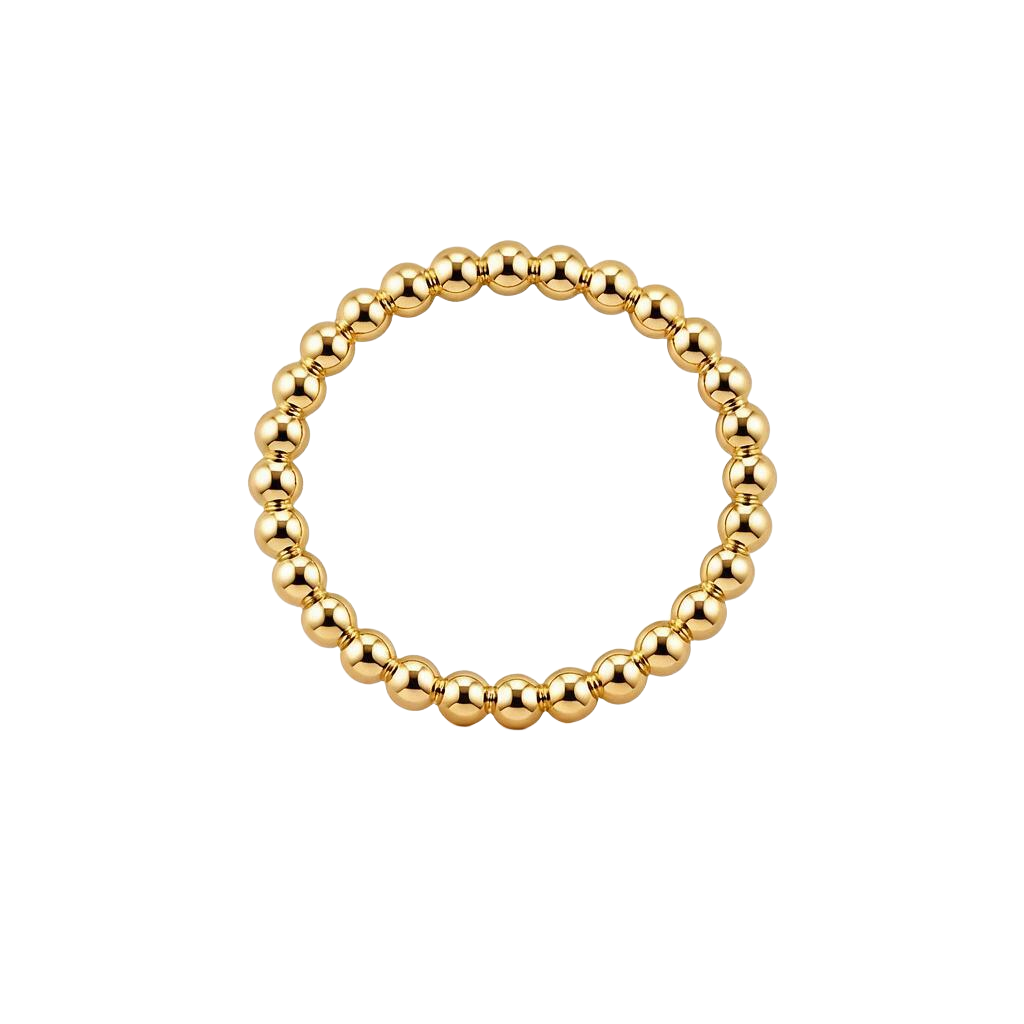 Elastic Beaded 18K Gold Bracelet