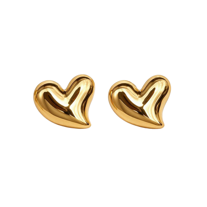 Voluminous Heart 18K Gold Stud Earrings