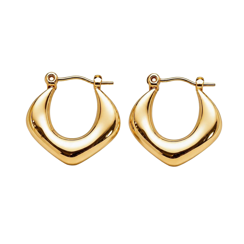 Modern Sculptural 18K Gold Hoop Earrings