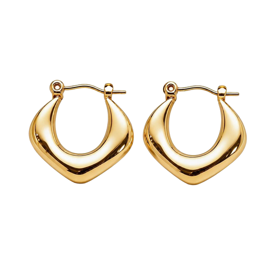 Modern Sculptural 18K Gold Hoop Earrings