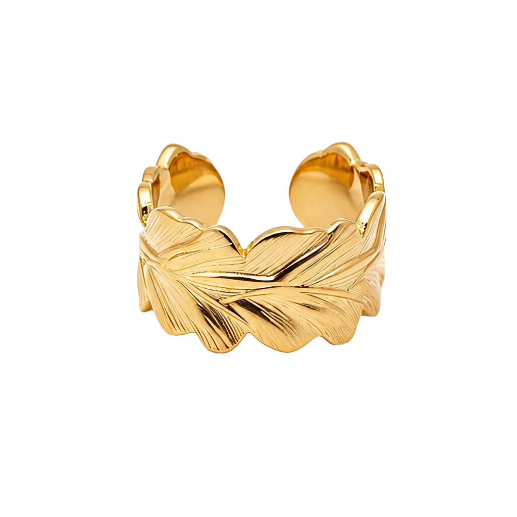 Botanical Leaf Wrap 18K Gold Statement Ring