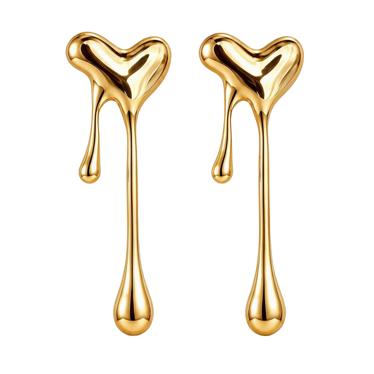 Melting Heart 18K Gold Stud Earrings
