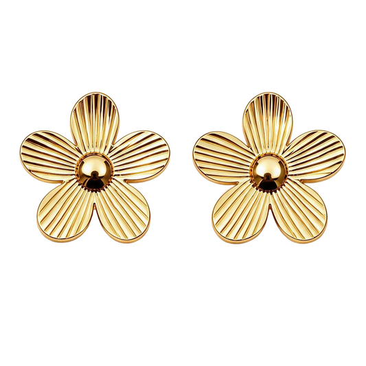 Petal Flower 18K Gold Stud Earrings