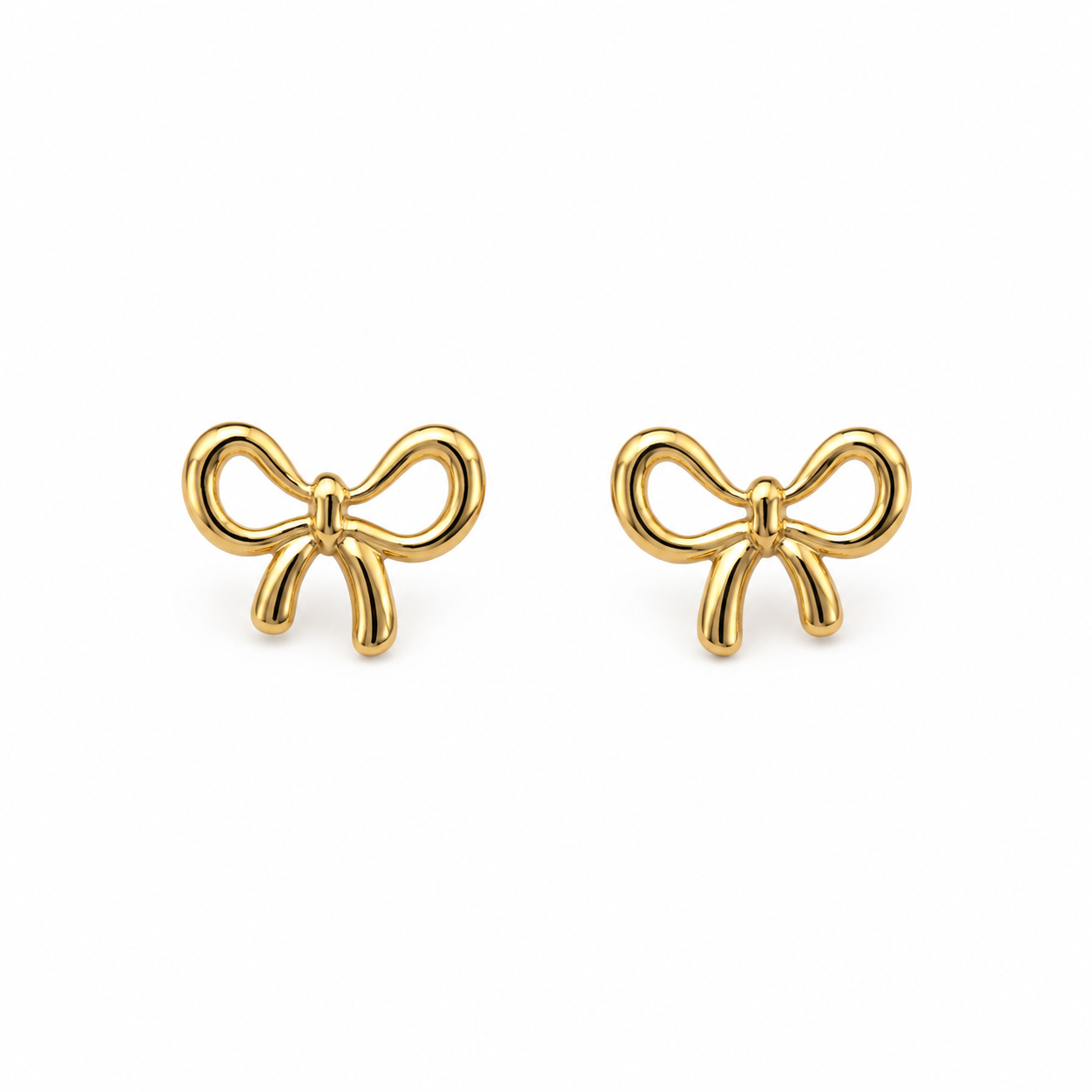 Elegant 18K Gold Bow Stud Earrings