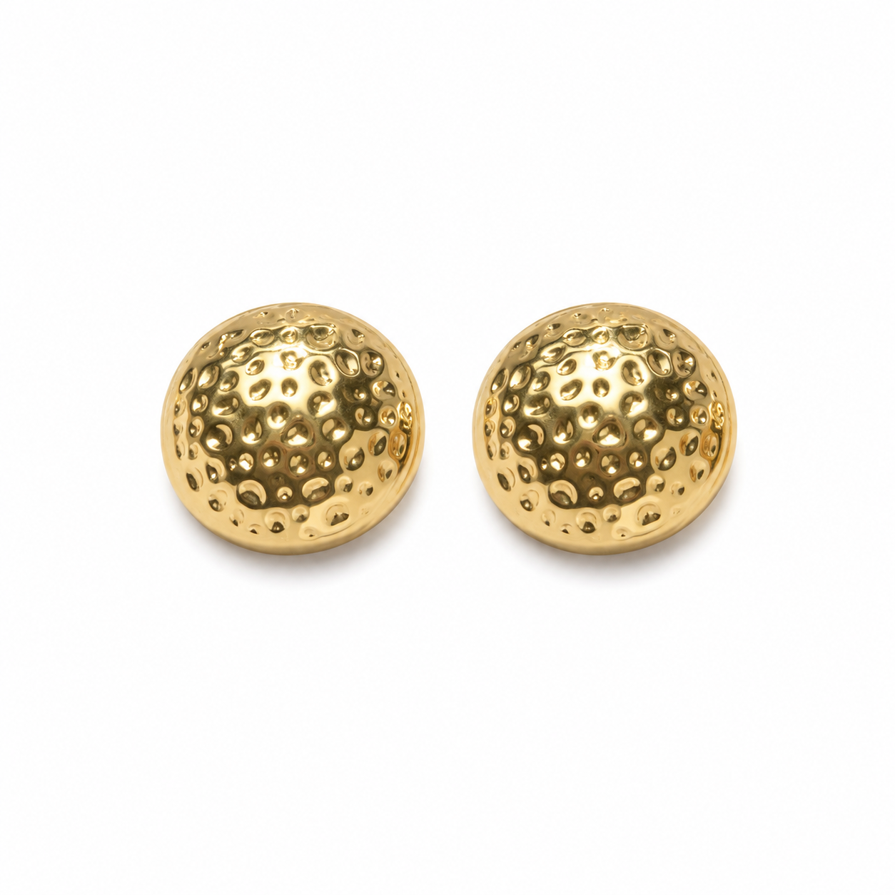 Textured 18k Gold Sphere Stud Earrings