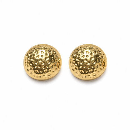 Textured 18k Gold Sphere Stud Earrings
