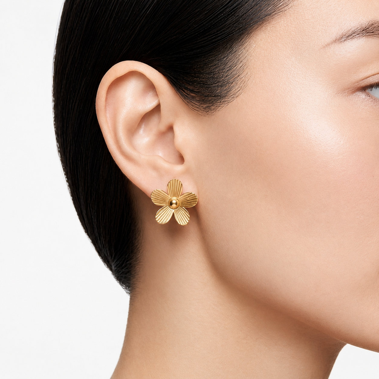 Petal Flower 18K Gold Stud Earrings