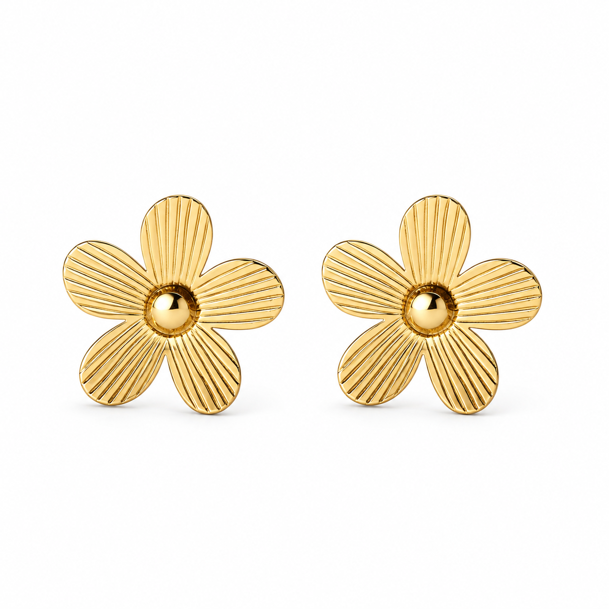 Petal Flower 18K Gold Stud Earrings