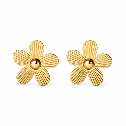 Petal Flower 18K Gold Stud Earrings
