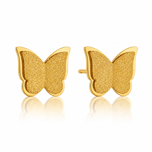Enchanting 18K Gold Butterfly Stud Earrings