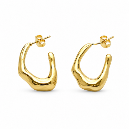 Organic Flowing 18K Gold Hoop Earrings
