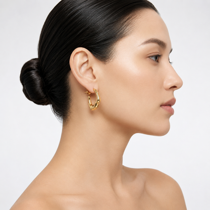 Organic Flowing 18K Gold Hoop Earrings
