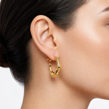 Organic Flowing 18K Gold Hoop Earrings