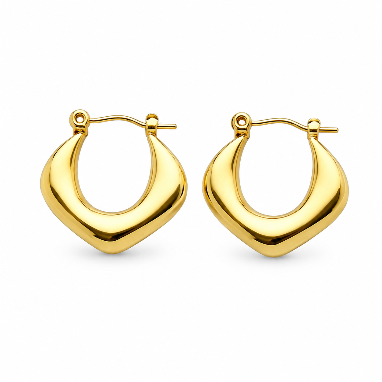 Modern Sculptural 18K Gold Hoop Earrings