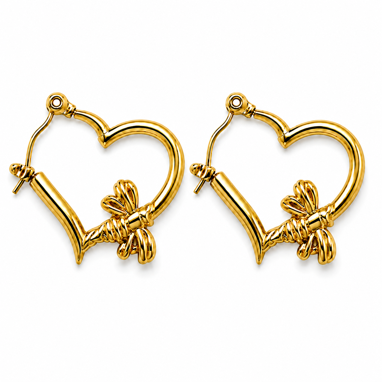 Bee Charm 18K Gold Heart Hoop Earrings