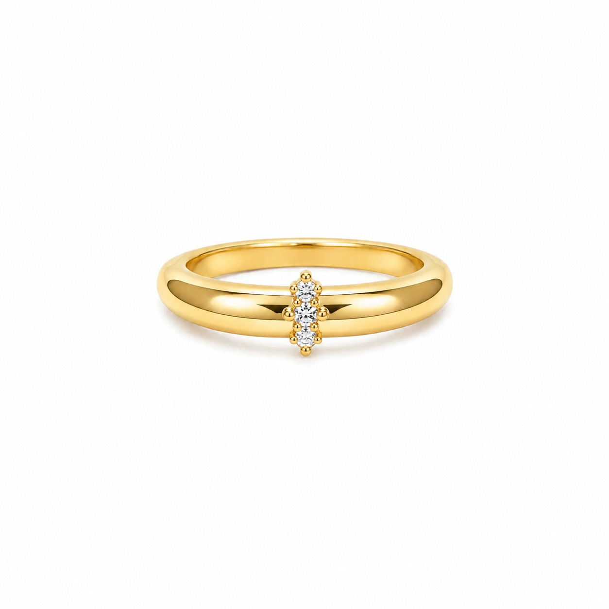 Vertical Zircon 18K Gold Stackable Ring