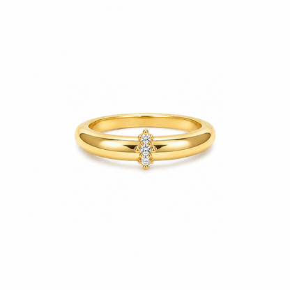 Vertical Zircon 18K Gold Stackable Ring