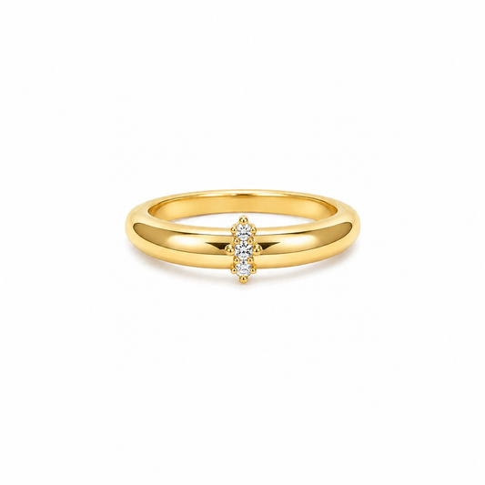 Vertical Zircon 18K Gold Stackable Ring