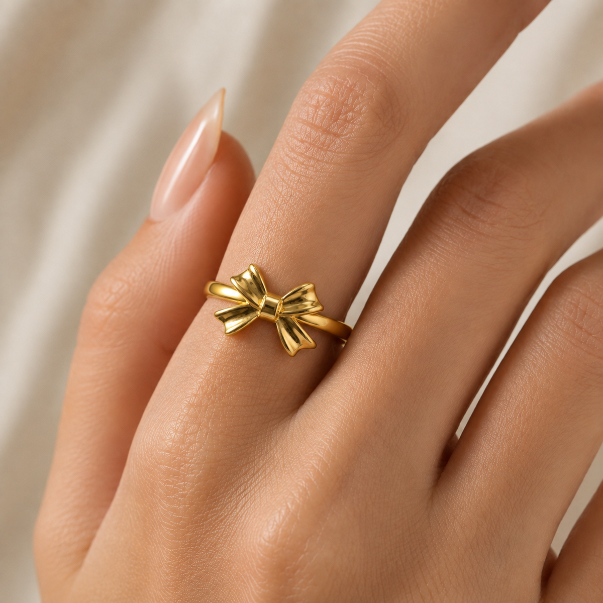 Ribbon Bow 18K Gold Statement Ring