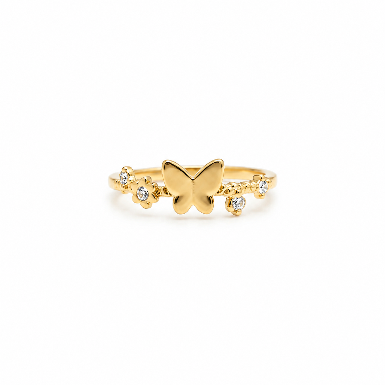 Butterfly Zircon 18K Gold Stackable Ring