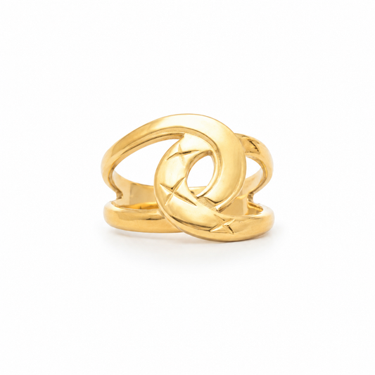 Interlocking Loop 18K Gold Statement Ring