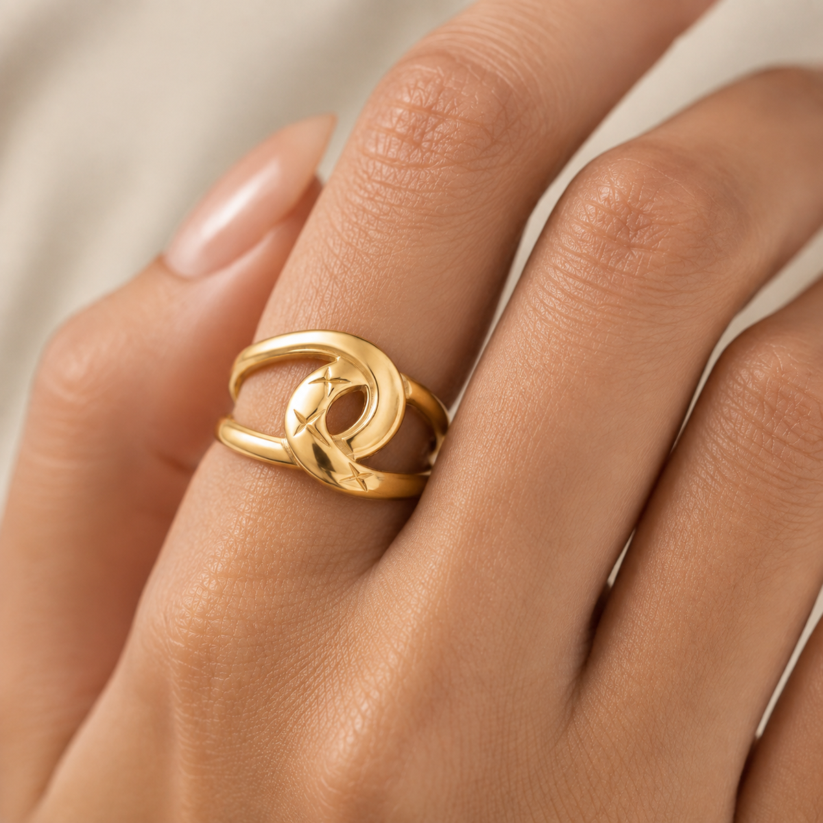 Interlocking Loop 18K Gold Statement Ring