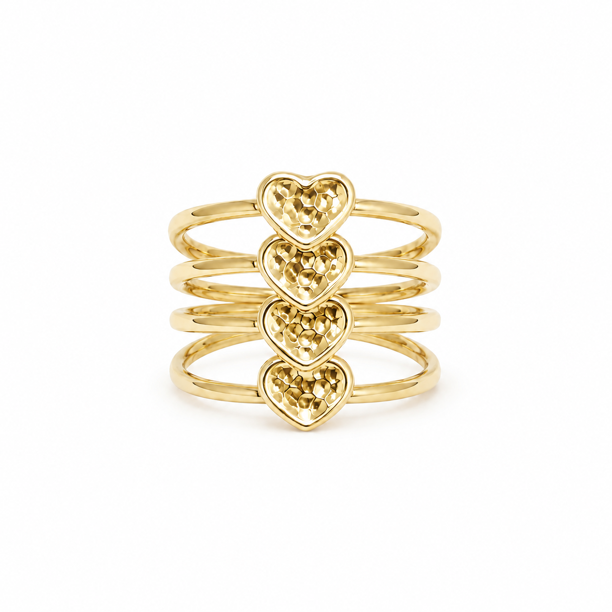 Layered Radiant Hearts 18K Gold Statement Ring