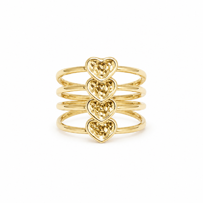 Layered Radiant Hearts 18K Gold Statement Ring