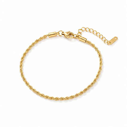 Delicate Twisted Rope Chain 18K Gold Braclet