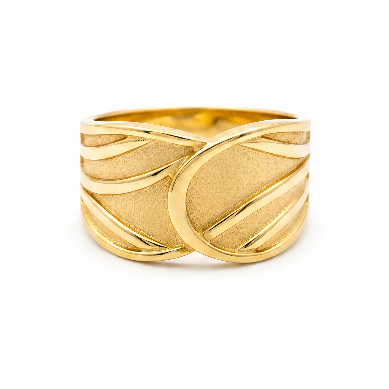 Bold Textured 18K Gold Statement Ring