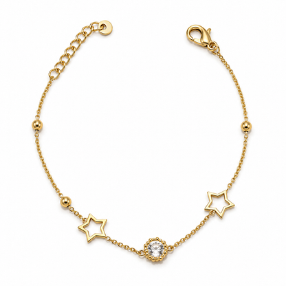 Star Charm 18K Gold Bracelet with Cubic Zirconia Accent
