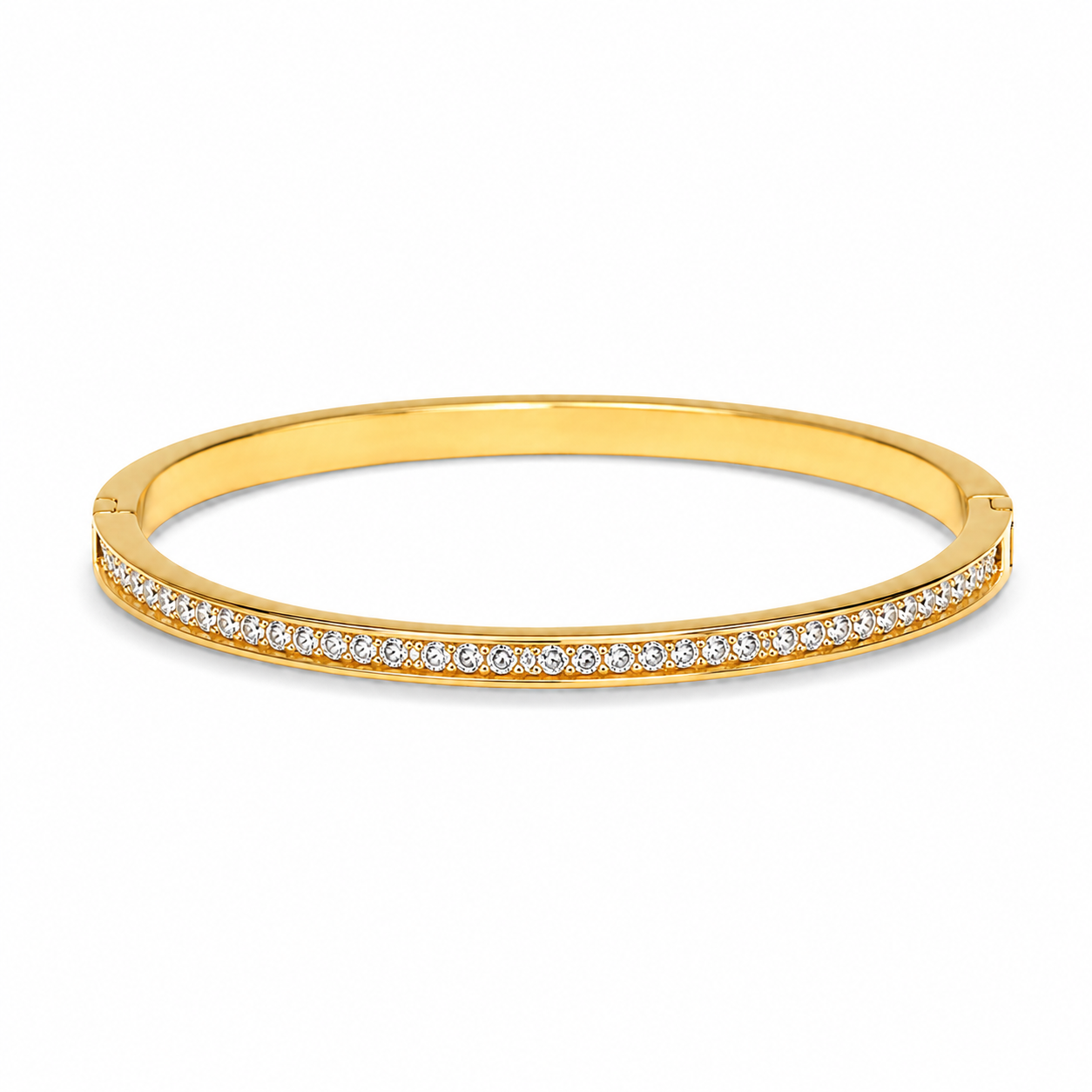 Classic Pavé Zircon 18K Gold Bangle