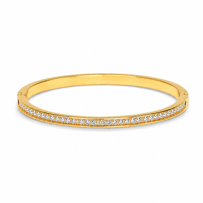 Classic Pavé Zircon 18K Gold Bangle